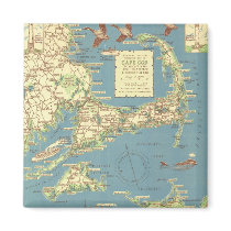 Vintage Cape Cod Map (1940) Magnets