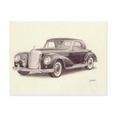 Vintage Car: Mercedes Benz 300S Post Card by Moses_He
