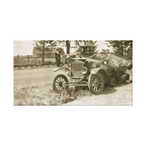 Vintage Car Wreck 1930s Stretched Canvas Print