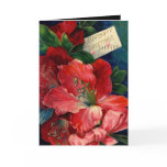 Vintage Card Red Flowers Birthday Greetings