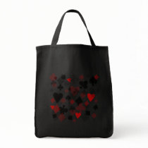 Vintage Card Suit Collage - Red & Black Canvas Bag
