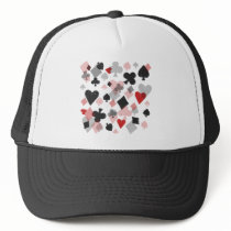 Vintage Card Suit Collage - Red & Black Trucker Hats