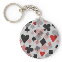 Vintage Card Suit Collage - Red & Black Key Chains