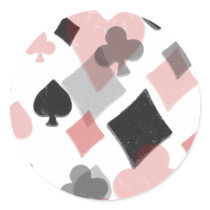 Vintage Card Suit Collage - Red & Black Round Sticker