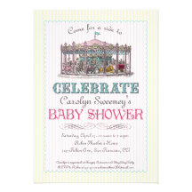 Vintage Carousel Baby Shower Invitation