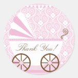 Vintage CarriageThank You Baby Shower Sticker