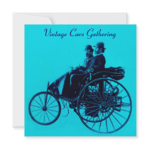 ViNTAGE CARS GATHERING blue turquase Personalised Invite