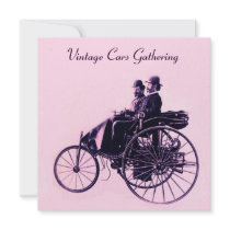 ViNTAGE CARS GATHERING , pink purple Invitation
