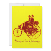 ViNTAGE CARS GATHERING ,yellow brown Personalized Invitation