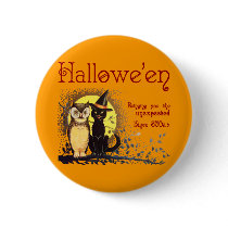 Vintage Cat and Owl Button