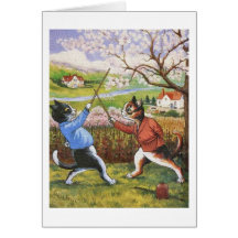 Vintage Cat Fight by Louis Wain Card