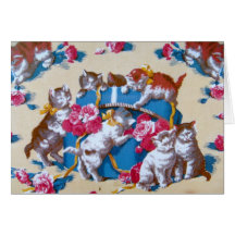 Vintage Cat Thank You Greeting Card