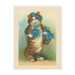 "Vintage Cat with Forget-me-nots" Postcard