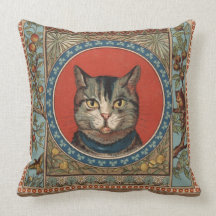 Vintage Cat's Life for Kitty Lovers Throw Pillows