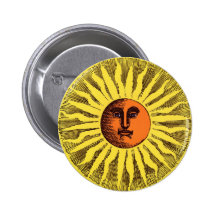 Vintage Celestial Yellow Smiling Happy Hippie Sun Pins
