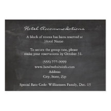 Vintage Chalkboard Dove Hotel Enclosure Cards Business Cards