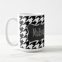 Vintage Chalkboard look; Black & White Houndstooth Mug