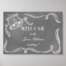 Vintage Chalkboard Wedding Bells Poster