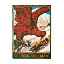 Vintage Chamonix Mont-Blanc travel ad Postcard