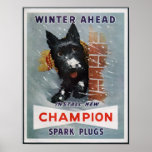 Vintage Champion Spark Plugs Ad Poster