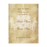 Vintage chandelier, faux parchment postcards