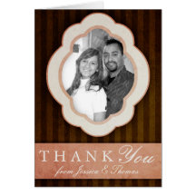 Vintage Charm Chocolate & Pink Photo Thank You Card
