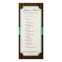 Vintage Charm Chocolate & Tiffany Blue Program Personalized Invitation