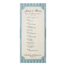 Vintage Charm Custom Blue Wedding Program Personalised Announcement