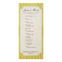 Vintage Charm Custom Yellow Wedding Program Personalised Invitation