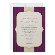 Vintage Charm Ivory & Aubergine Wedding Invites