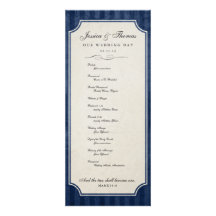 Vintage Charm Navy Blue Wedding Program Invitations