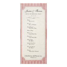 Vintage Charm Strawberry Pink Wedding Program Personalized Invites