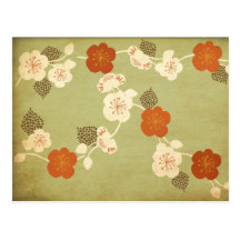 Vintage cherry blossom flowers Postcard