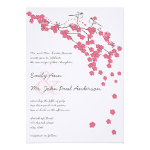 Vintage Cherry Blossom Japanese Wedding Invite