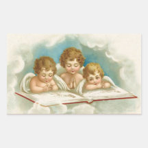Vintage cherub angels christmas holiday sticker