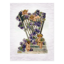 Vintage Cherub with Heart Postcards