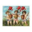 Vintage Cherubs & Heart Flowers Valentine postcards