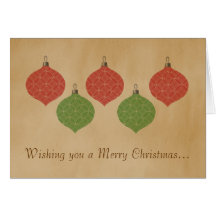 Vintage Chic Christmas Ornaments Greeting Card