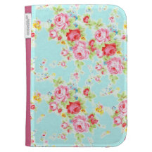 Vintage chic floral roses blue shabby rose flowers kindle 3 cases