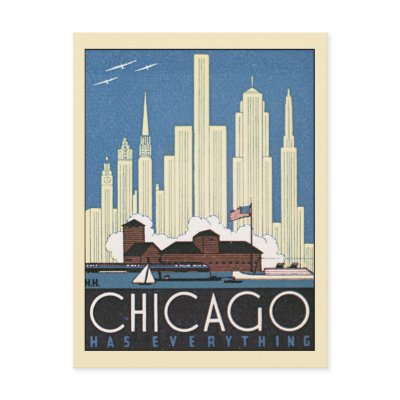 Vintage Chicago Travel Poster Post Card