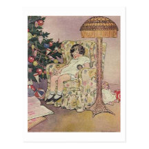 Vintage Child and Tree Christmas Card Post Card