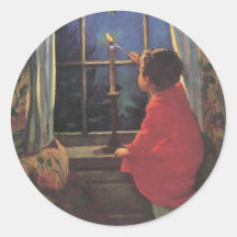 Vintage Child, Christmas Eve, Jessie Willcox Smith Round Stickers