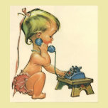 Vintage Child Cute Blonde Girl Talking on Toy Phon posters
