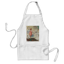 Vintage Child Doing Laundry, Hanging Clothes Apron