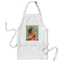 Vintage Child, Happy Smile, Girl with Baby Chick Apron