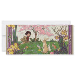 Vintage Child on an Easter Egg Hunt with Animals Custom Rack Cards