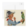 Vintage Child Playing Pirate with His Parrot Post Cards