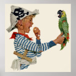 Vintage Child Playing Pirate with His Parrot posters