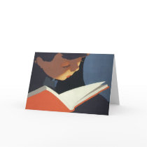 Vintage Child Reading a Book, Back to School Time! Card