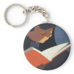 Vintage Child Reading a Book, Back to School Time! Key Chains
